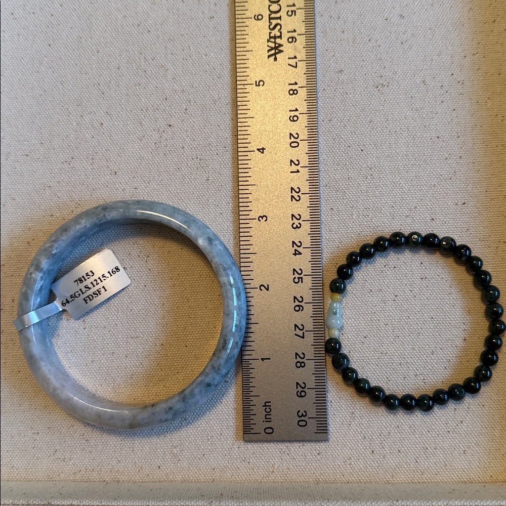 Classic Monet GardenJade Bangle and Beaded Bracelet Set - Picture 2 of 3